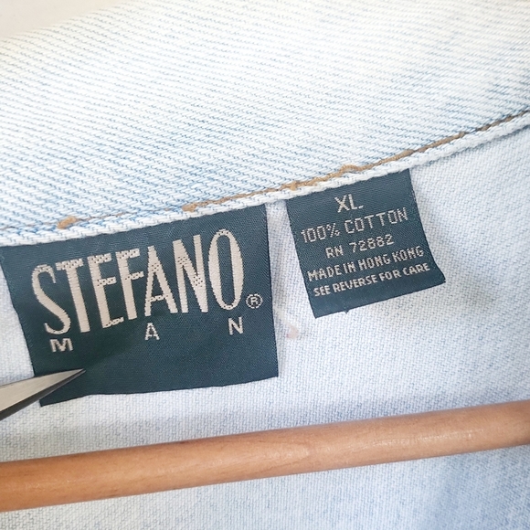 Vintage 80's Stefano Man Light Wash Denim Jean Jacket Size XL - Picture 3 of 9
